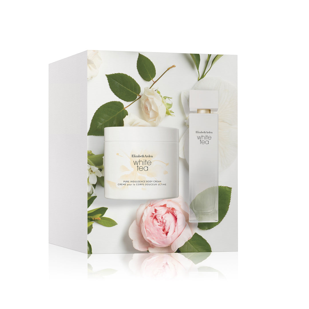 White Tea 2 Piece Set Floral Box