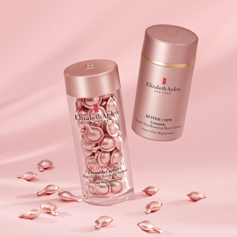 Stylized Elizabeth Arden Retinol + HPR Skincare Product Image Mobile banner