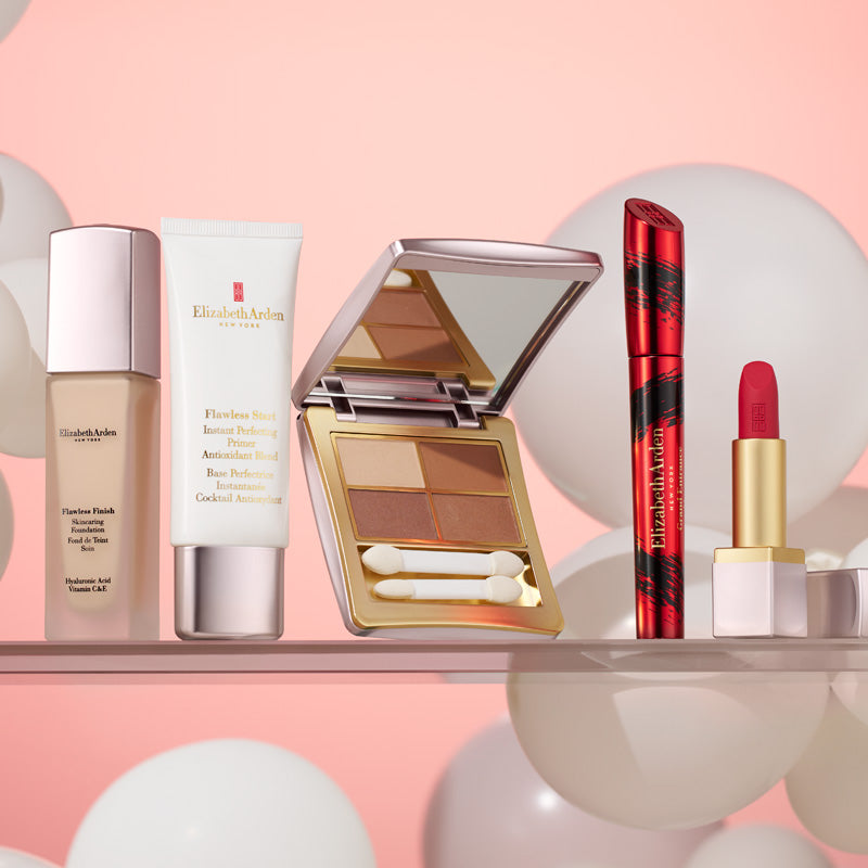 makeup on pink background