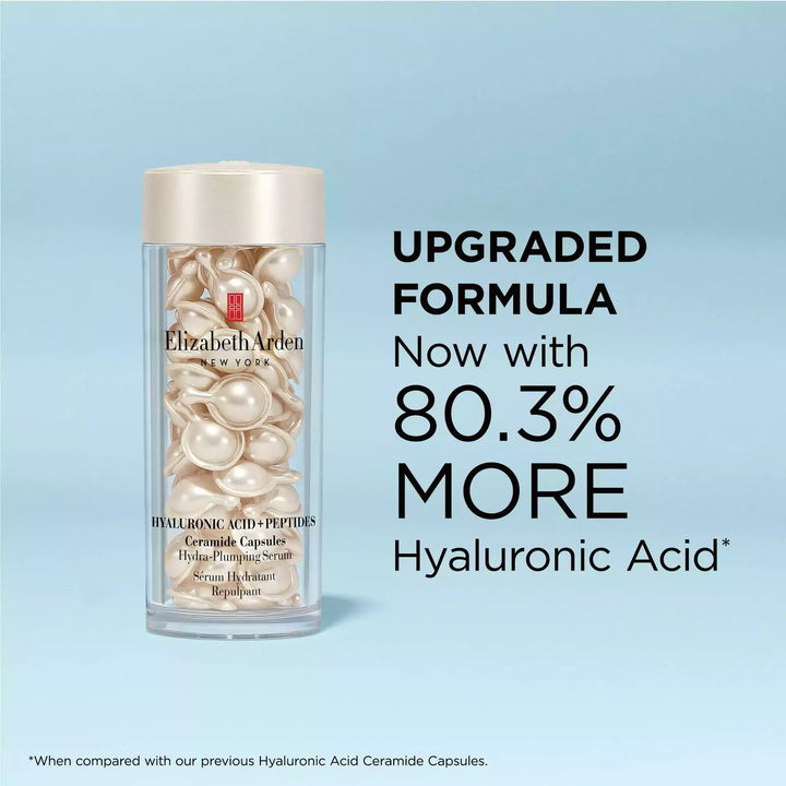 Hyaluronic Acid + Peptides Ceramide Capsules Hydra-Plumping Serum has an upgraded formula, Now with 80.3% more Hyaluronic Acid