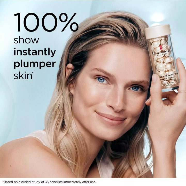 Hyaluronic Acid + Peptides Ceramide Capsules Hydra-Plumping Serum claims: 100% show instantly plumper skin