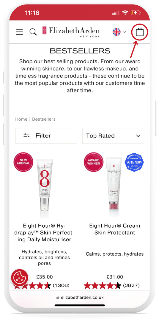 Elizabeth Arden UK How To Get Free Samples Step 1: Shop & Go To Cart