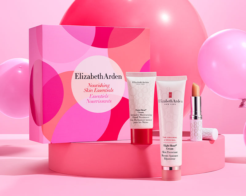 Elizabeth Arden Gift Sets under £50 banner image featuring the Eight Hour® Nourishing Skin Essentials 3-piece gift set