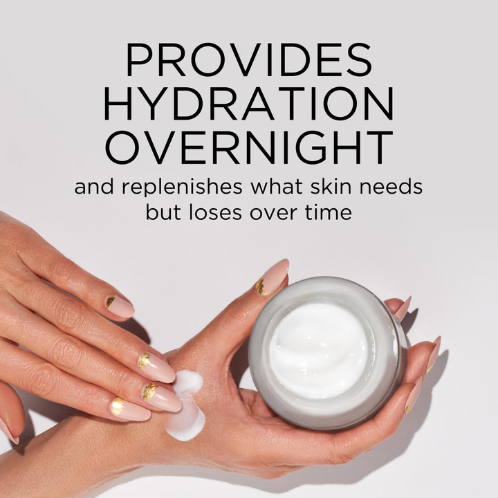 Provides hydration overnight and replenishes what skin needs but loses over time