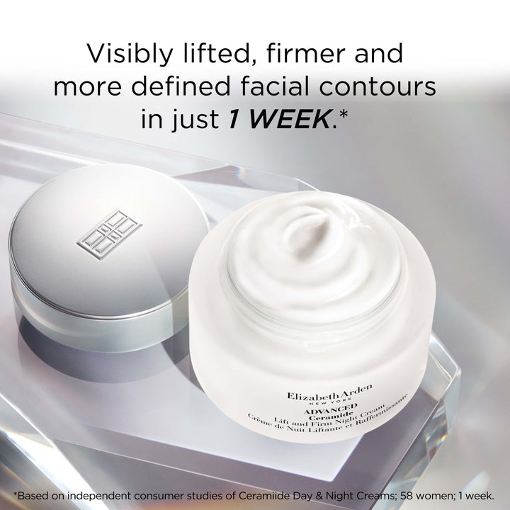 Visibly lifted, firmer and more defined facial contours in just 1 week**Based on independent consumer studies of ceramide day and night creams; 58 women; 1 week