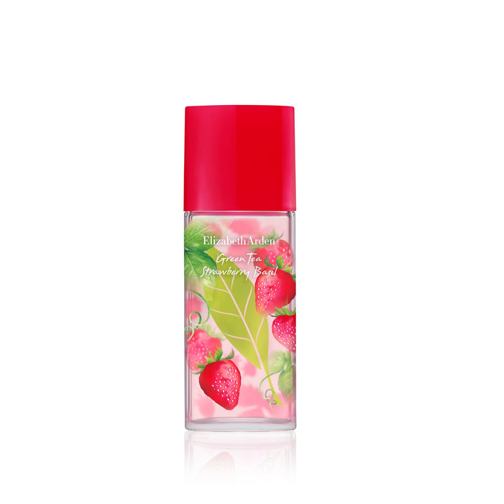 Elizabeth Arden Green Tea Strawberry Basil Eau De Toilette perfume bottle with red cap