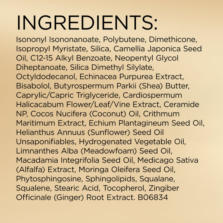 A beige background with black text listing ingredients under a bold heading reading 'INGREDIENTS:'.