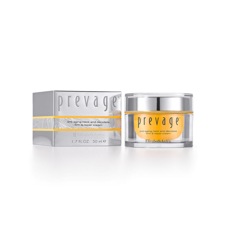 PREVAGE® Neck and Décolleté Firm & Repair Cream Box and Product