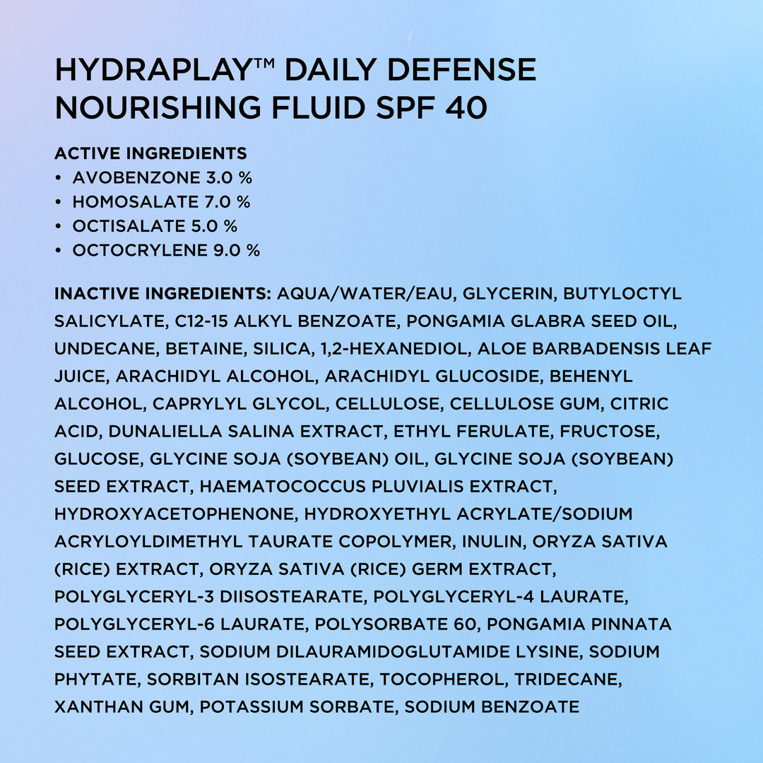 Eight Hour® HydraPlay™ Daily Defense Nourishing Fluid Broad Spectrum SPF 40 Full Ingredients List