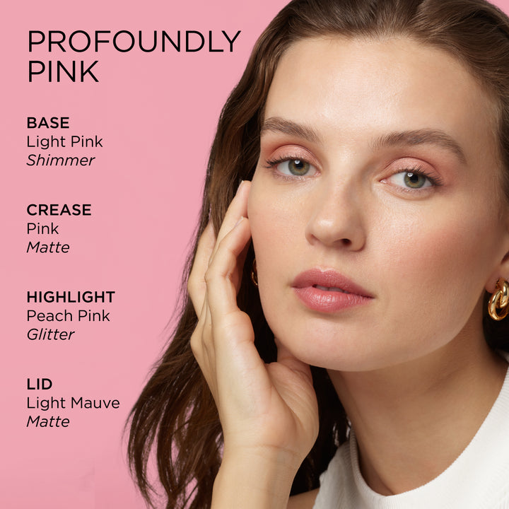Elizabeth Arden Profoundly Pink Eyeshadow Quad Palette tones & colours on model