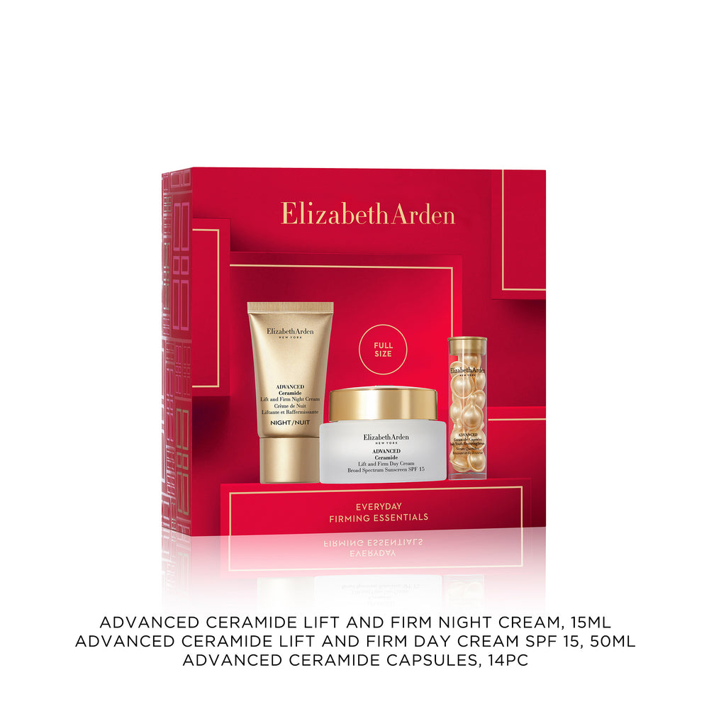 Elizabeth Arden UK Uplifting Moments Advanced Ceramide Skincare 3-piece Holiday Gift Set, with Lift & Firm Night Cream, Lift & Firm Day Cream SPF 15, and Advanced Ceramide Capsules