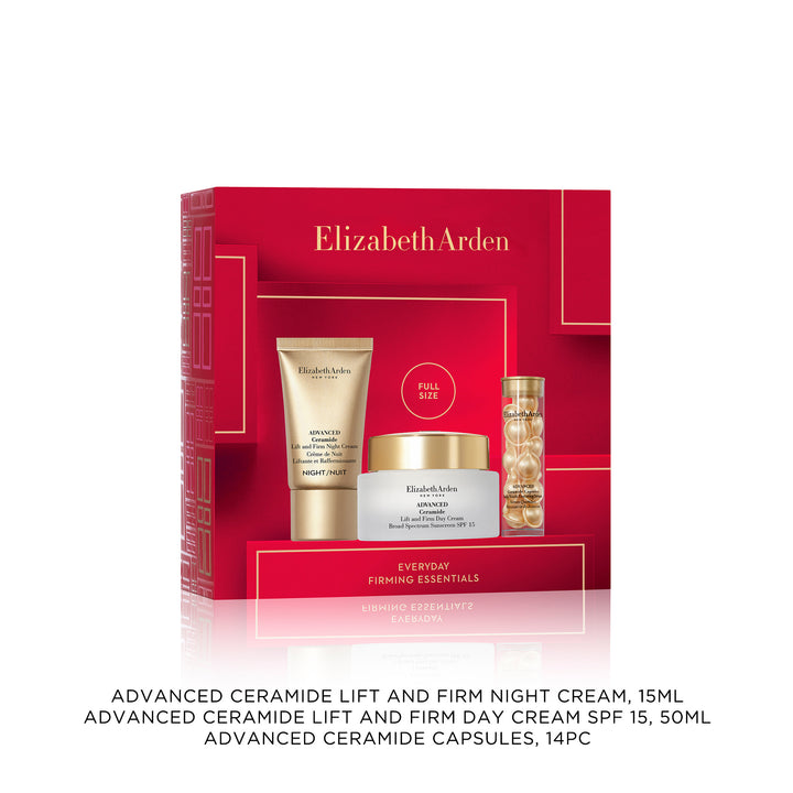 Elizabeth Arden UK Uplifting Moments Advanced Ceramide Skincare 3-piece Holiday Gift Set, with Lift & Firm Night Cream, Lift & Firm Day Cream SPF 15, and Advanced Ceramide Capsules