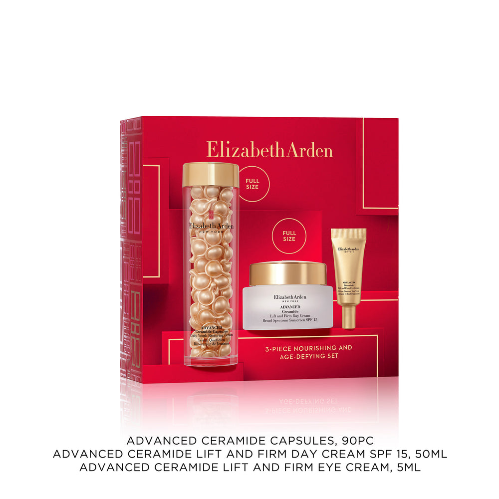 Elizabeth Arden UK Twist & Lift Trio Advanced Ceramide Capsules Skincare Gift Set, Advanced Ceramide Capsules, Lift & Firm Day Cream SPF 15, and Lift & Firm Eye Cream