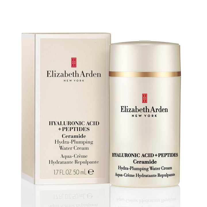Hyaluronic Acid + Peptides Ceramide Hydra-Plumping Water Cream product image & box