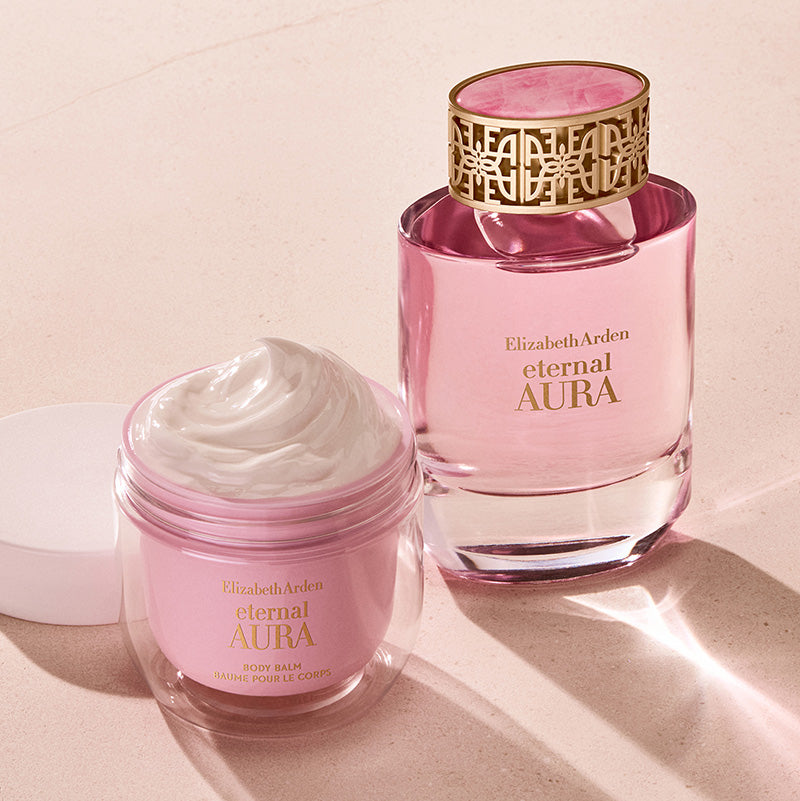  Elizabeth Arden Eternal Aura Eau de Parfum bottle in pink glass with gold cap