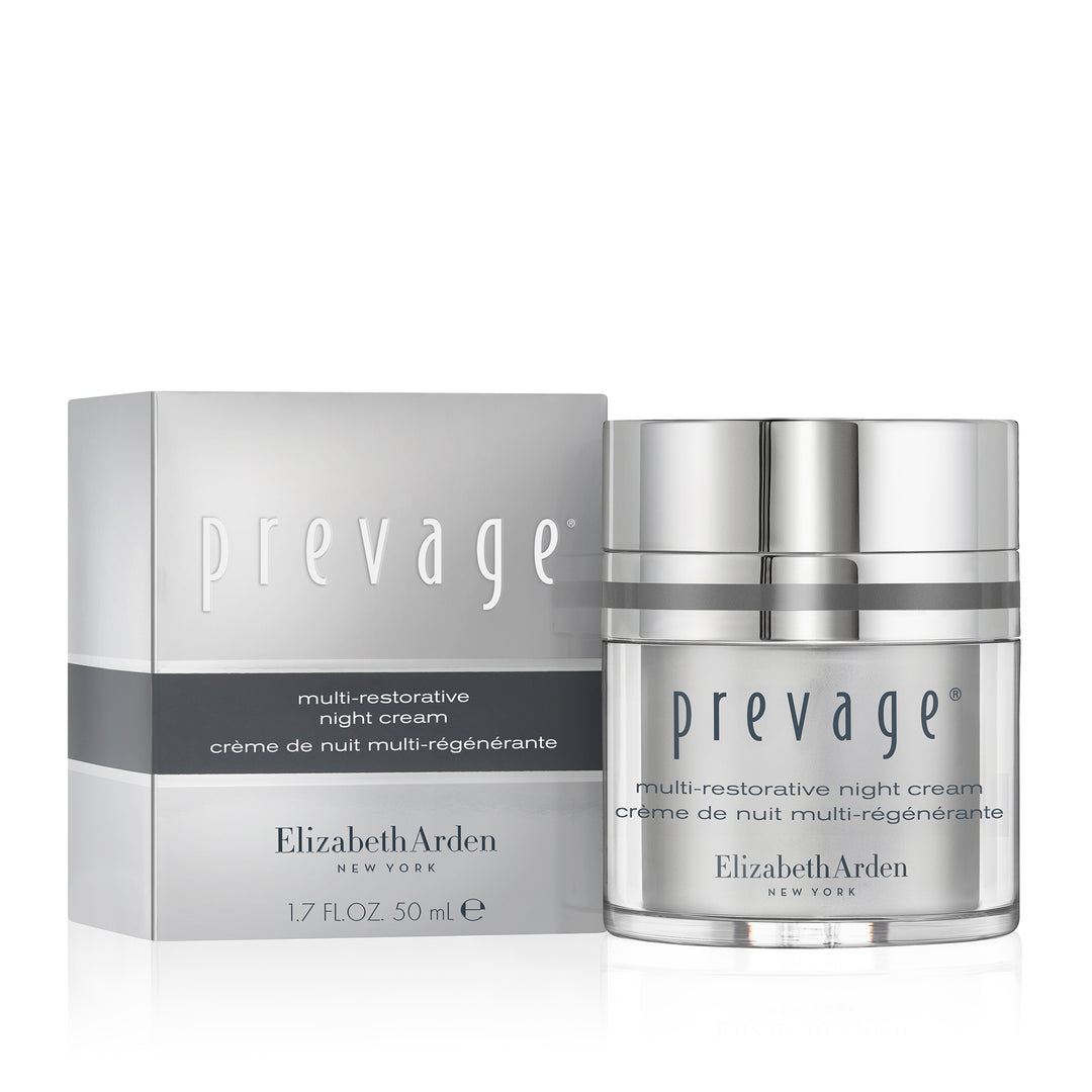 Elizabeth Arden Prevage multi-restorative night cream with packaging on a white background