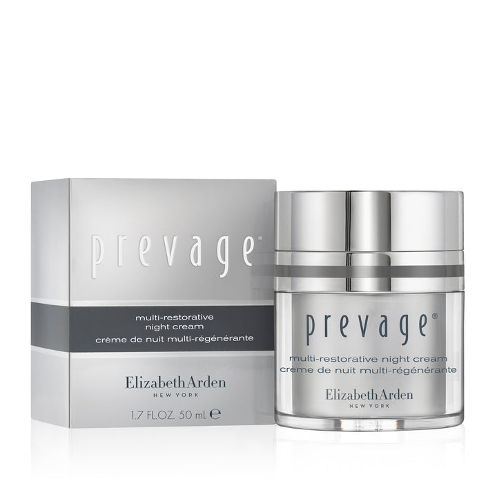 Elizabeth Arden Prevage multi-restorative night cream with packaging on a white background