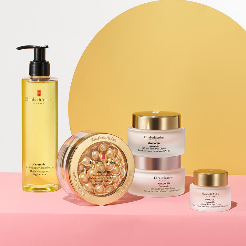 Ceramide products on white background