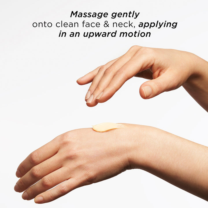 Massage gently onto clean face and neck, applying in an upward motion