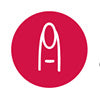 A minimalist white stylized letter 'A' centered inside a solid magenta-red circular badge on a white background.