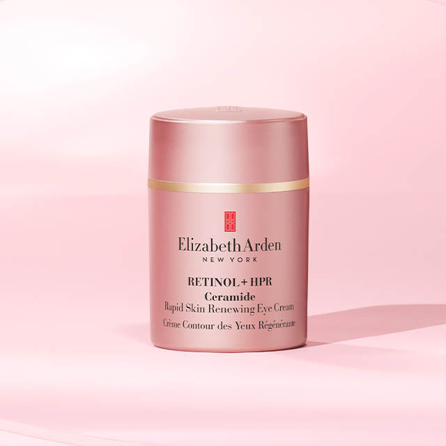 Retinol + HPR Ceramide Eye Cream with a pink background
