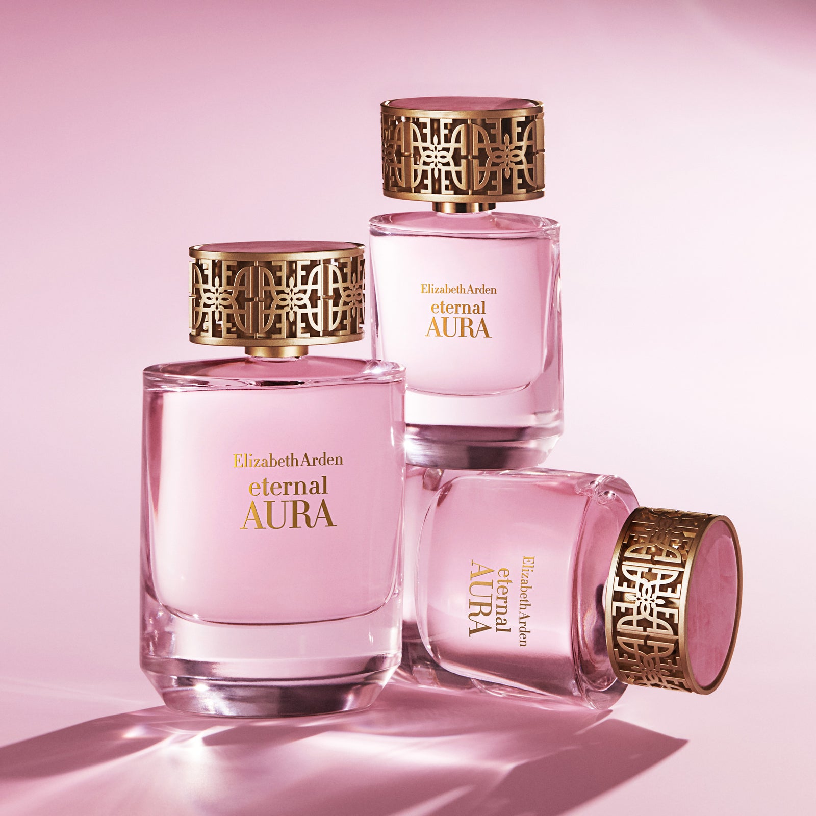 Eternal Aura Eau de Parfum by Elizabeth Arden against a soft pink background